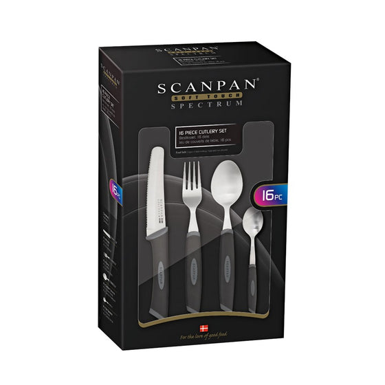 SCANPAN CUTLERY SET 16 PIECE BLACK AND GREY