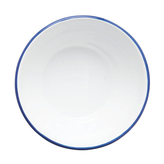 COLEMAN ESSENTIALS ENAMEL BOWL WHITE WITH BLUE RIM