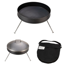  AUSSIE COOKWARE BLACK STEEL COMPACT 22" 550MM FIRE PIT ADN GRILL WITH CANVAS CARRY BAG