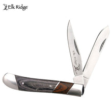  ELK RIDGE TWIN BLADE GENTLEMANS BLACK & NATURAL WOOD KNIFE