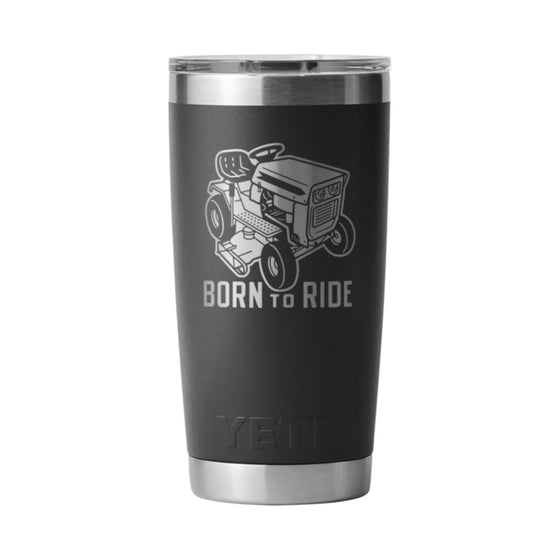 YETI RAMBLER 20OZ TUMBLER WITH LID WITH LASER ENGRAVING [COLOUR:BLACK BORN TO RIDE]