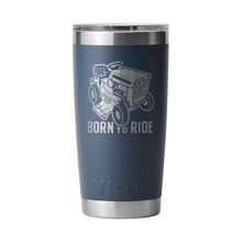  YETI RAMBLER 20OZ TUMBLER WITH LID WITH LASER ENGRAVING [COLOUR:NAVY BORN TO RIDE]