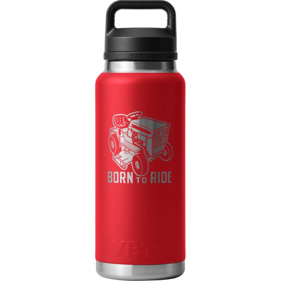 YETI RAMBLER 36OZ BOTTLE WITH CHUG CAP WITH LASER ENGRAVING [COLOUR:RESCUE RED BORN TO RIDE]