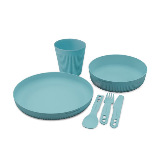 SEA TO SUMMIT PASSAGE 6 PIECE DINNERWARE SET W/MESH BAG [COLOUR:AQUA SEA]