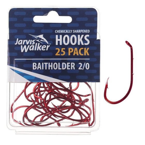 JARVIS WALKER HOOKS BAITHOLDER RED 25 PACK [SIZE:2/0]