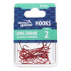 JARVIS WALKER HOOKS WORM RED LONG SHANK 25 PACK [SIZE:2]