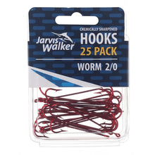  JARVIS WALKER HOOKS WORM RED LONG SHANK 25 PACK [SIZE:2/0]