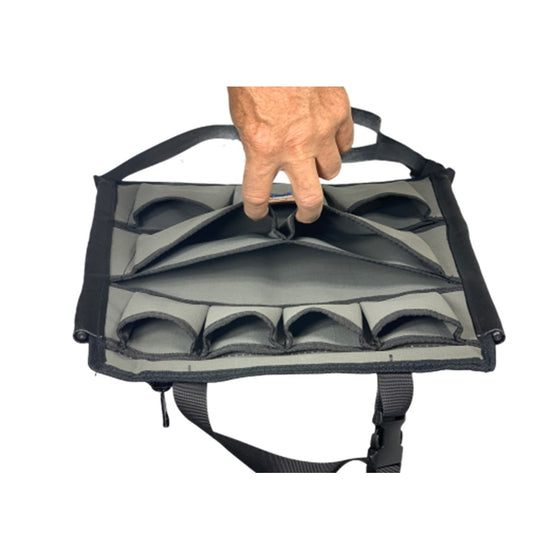 AOS 4WD AUSTRALIAN MADE RIP STOP CANVAS UNIVERSAL REAR SEAT STORAGE ORGANIZER WITH STIFFENING RODS – 12 POCKETS