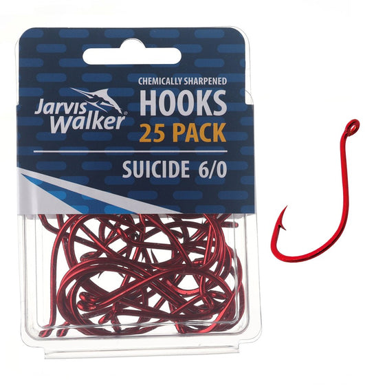 JARVIS WALKER HOOKS RED SUICIDE 25 PACK [SIZE:6/0]