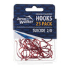 JARVIS WALKER HOOKS RED SUICIDE 25 PAC [SIZE:2/0]