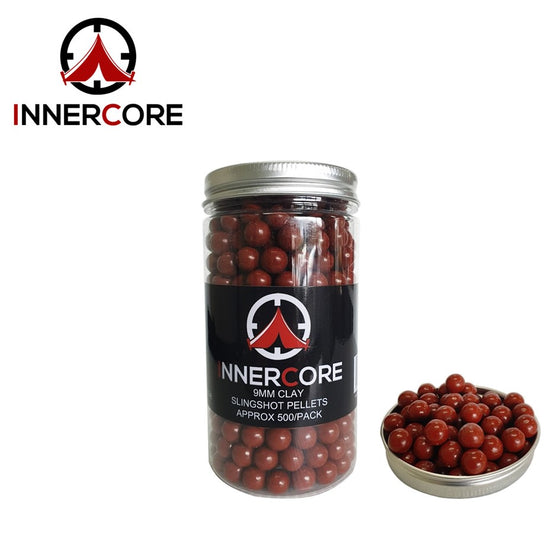INNER CORE 9MM CLAY SLINGSHOT PELLETS 500 PACK - RED