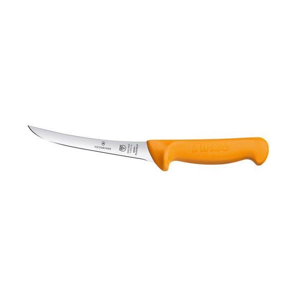 SWIBO BONING KNIFE, 13CM CURVED NARROW BLADE, SEMI FlEXIBLE - YELLOW 5.8404.13