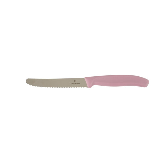 VICTORINOX STEAK & TOMATO 11CM ROUND TIP WAVY EDGE KITCHEN KNIFE [COLOUR:SUNSET PURPLE]