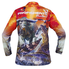  PROFISHENT SUBLIMATED KIDS LONG SLEEVE FISHING SHIRT UV30+ [SIZE:6 COLOUR:BUFFALO CROC BARRA]
