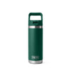 YETI RAMBLER 18OZ BOTTLE WITH STRAW CAP [COLOUR:BLACK FOREST GREEN]
