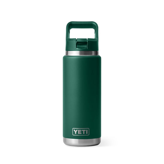 YETI RAMBLER 26OZ BOTTLE WITH STRAW CAP [COLOUR:BLACK FOREST GREEN]