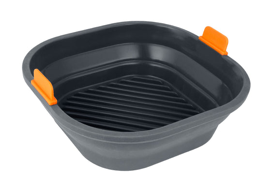 BAKEMASTER REINFORCED COLLAPSIBLE SILICONE SQUARE AIR FRYER BASKET