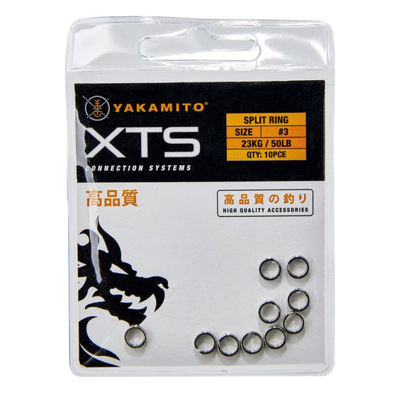 YAKAMITO SPLIT RING S/S PACK 10 [SIZE:3 18KG 40LB]