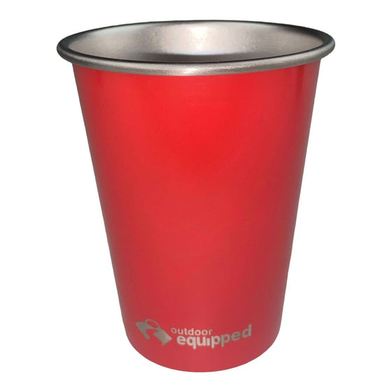 OUTDOOR EQUIPPED STAINLESS STEEL DRINKING CUP 350ML [COLOUR:RED]