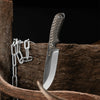 SPIKA BUSHMASTER DOGTOOTH WITH CARVED PAKKAWOOD HANDLE AND SHEATH