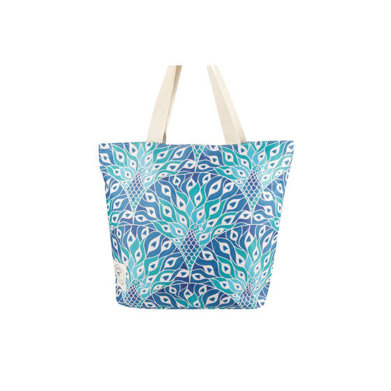 GOOD VIBES BEACH BAG WITH INNER POCKET [COLOUR:PEACOCK PARADISE]