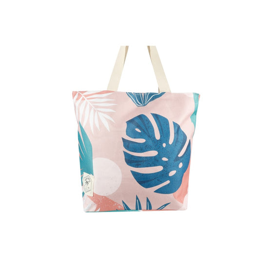 GOOD VIBES BEACH BAG WITH INNER POCKET [COLOUR:BLUSH PALM]