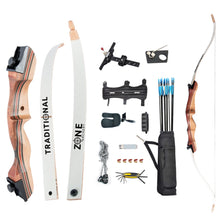  ZONE ARCHERY TRADITIONAL RECURVE BOW PACKAGE 62 36