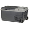 BRASS MONKEY 25 LTR PORTABLE FRIDGE FREEZER WITH WHEELS AND DUAL REMOVABLE BATTERY COMPARTMENT