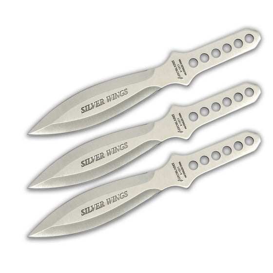 SILVER WINGS THROWING KNIVES SET 3 WITH SHEATH