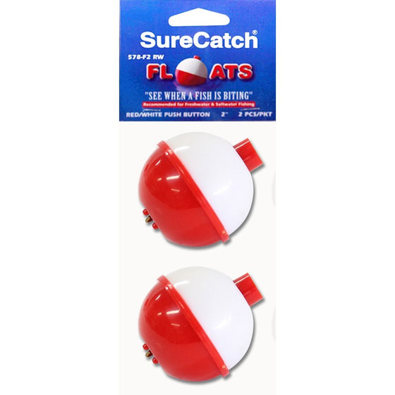 SURECATCH FLOATS RED & WHITE PLASTIC ROUND