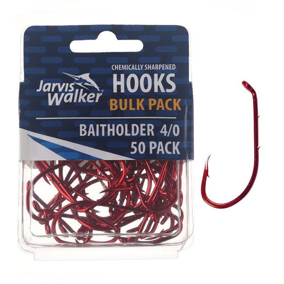 JARVIS WALKER HOOKS BAITHOLDER RED 50 PACK