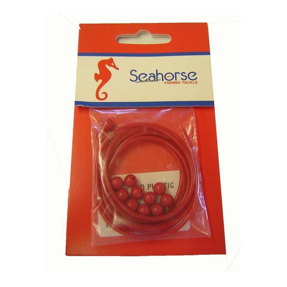 SEAHORSE RED PLASTIC TUBING AND BEADS